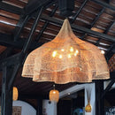 Axyaa Modern Rattan Pendant Lamp for Living Room, Restaurant, Kitchen, Handmade LED Light