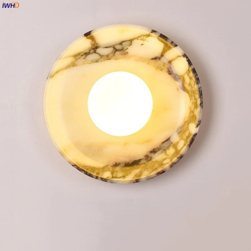Axyaa Circular Marble LED Wall Lamps Nordic Minimalism Living Room Lights