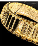 Axyaa Modern K9 Crystal Chandelier LED Lighting Steel Pendant Dimmable Lights for Foyer