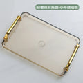 Axyaa Plastic Tray with Golden Handle: Transparent Nordic Storage Pallet for Home Kitchen