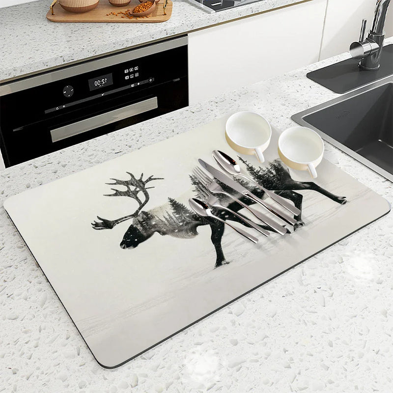 Axyaa Super Absorbent Kitchen Draining Mat - Quick Dry Dish Drying & Bathroom Drain Pad