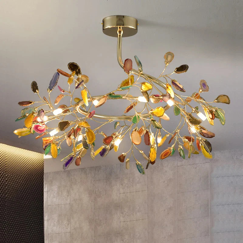 Axyaa Agate Tree Branch Chandelier - Nordic Glass Lamp for Bedroom, Kitchen and Dining Room