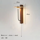 Axyaa Natural Stone Wall Light Dark Wood 3000K - Hotel Bedroom Parlor Sconce