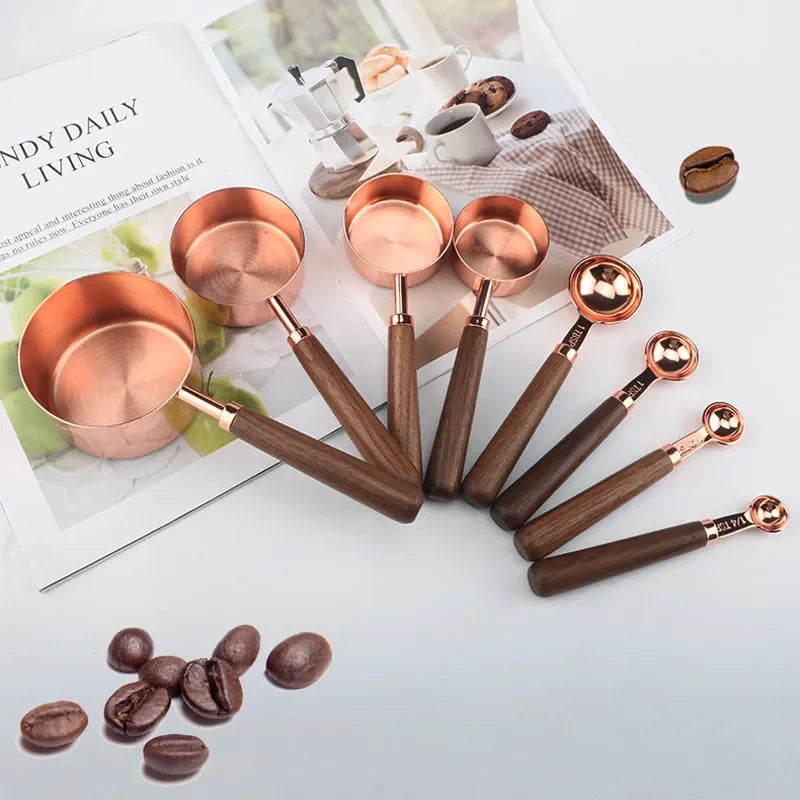 Axya Rose Gold Measuring Cups Spoons Set Stainless Steel Baking Kitchen Scale