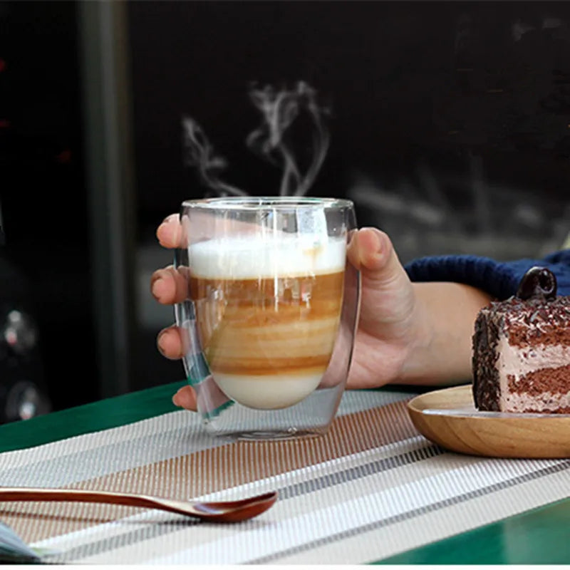 Axya Double Wall Glass Cup – Handmade, Heat Resistant, Multi-use Drinkware