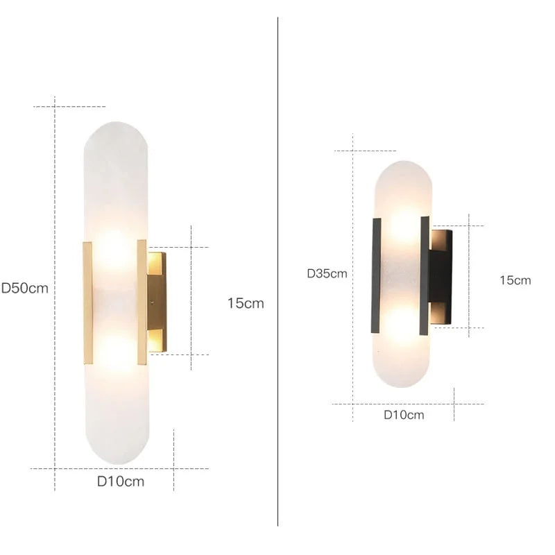 Axyaa Nordic LED Wall Sconce with Marble Lampshade - Modern Indoor Stair Lighting
