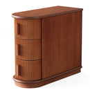 Axyaa Solid Wood Round End Table with Drawer: Modern Nightstand for Bedroom Sofa Bed