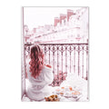 Pink Flower Balcony Tower Paris Wall Art Print by Axyaa - Nordic Canvas Painting