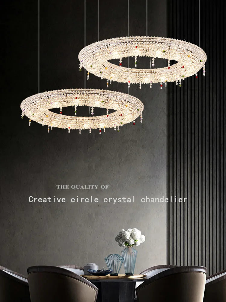 Axyaa Crystal Chandelier - Designer Chrome Luster LED Pendant Light for Living & Dining Rooms