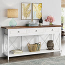 Axyaa Farmhouse Console Table with 3 Drawers & Storage Shelf