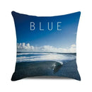 Blue Tropical Cushion Cover by Axyaa: Relaxing Beach Scene Decor for Sofa, Bedroom, Car