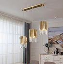 Axyaa Gold Crystal Pendant Lamp: Modern Bedroom LED Lighting for Bar, Kitchen & Restaurant