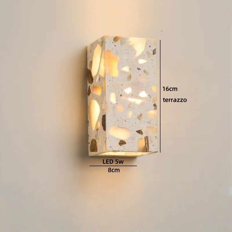 Axyaa LED Wall Lamps with Yellow Stone Lampshade for Indoor Lighting