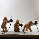 Axya Mini Gorilla Table Lamp: Black White Golden Monkey Desk Light