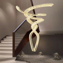 Axyaa Crystal Chandelier Stair Pendant Lamp Living Room Interior Lighting