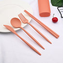 Axyaa Travel Cutlery Set: Japan Style Wheat Straw Flatware with Portable Box