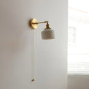 Axyaa Nordic Ceramic Copper LED Wall Lamp with Pull Chain Switch & Adjustable Up/Down Light