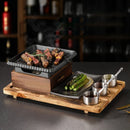 Axya Cast Iron BBQ Plate Set: Square Korean-Style BBQ Stove with Single & Double Tableware