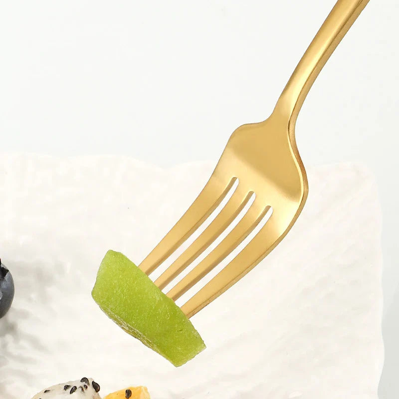 Axyaa 6pcs/30pcs Golden Stainless Steel Cutlery Set