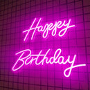Axyaa Happy Birthday LED Neon Sign on Transparent Acrylic Base