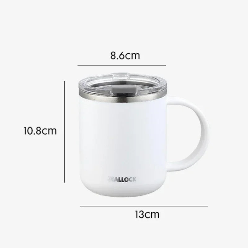 Axyaa Stainless Steel Double-Layer Water Cup with Lid for Home & Office