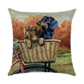 Cute Dog Watercolor Linen Cushion Cover 45*45cm - Axyaa