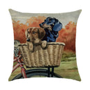 Cute Dog Watercolor Linen Cushion Cover 45*45cm - Axyaa