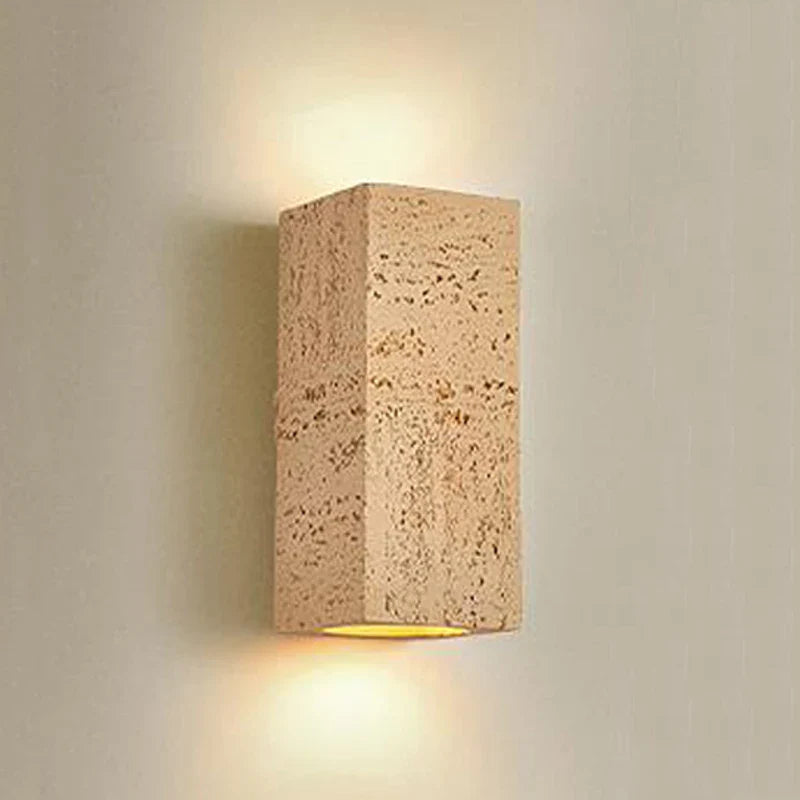 Axyaa Wabi-sabi Cement Wall Lamp Square Nordic Retro Sconce Light for Foyer Bedroom