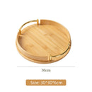 Axyaa Bamboo Circular Tray, Modern Minimalist Household Tea Set and Fruit Tray