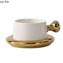 Axya 230ML Ceramic Afternoon Tea Coffee Mug with Dish - Set of 2