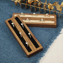 Axyaa Walnut Wood Double-Slot Ring Display Stand for Jewelry Storage and Ornaments