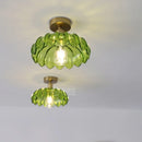 Axyaa Green Glass LED Ceiling Light Modern Home Decor Iron Copper Lampara Techo