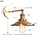 Axyaa Vintage Pull Chain LED Wall Lights Lens Stair Aisle Reading Bedside Lamp