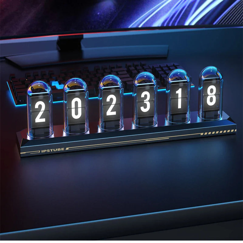 Axyaa RGB Glow Tube Clock DIY LED Nightlight Table Lamp Digital Watch Home Decor