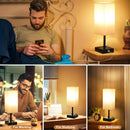 Axyaa Dimmable Rechargeable Table Lamp with White Lampshade
