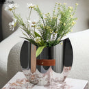 Axyaa Geometric Metal Vase for Chic Room Decor