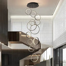 Axyaa Modern Round Ring Chandelier LED Loft Living Room Lighting Suspension Lamp