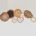 Axyaa Round Rattan Wall Basket Decor: Nordic Style Hanging Frame Ornament Craft
