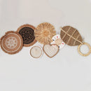 Axyaa Round Rattan Wall Basket Decor: Nordic Style Hanging Frame Ornament Craft