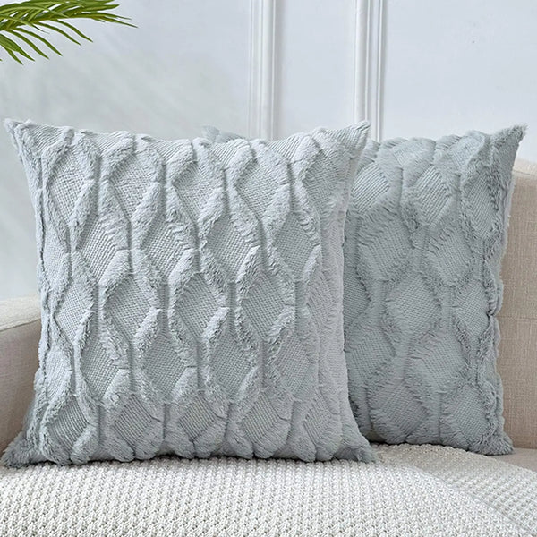 Axyaa Soft Gray Plush Pillow Cover 45x45cm Cozy Cushion Throw Home Decor