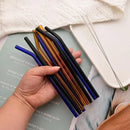 Axyaa Glass Straws Set - Reusable Eco-Friendly Smoothie Cocktail Bar Accessories