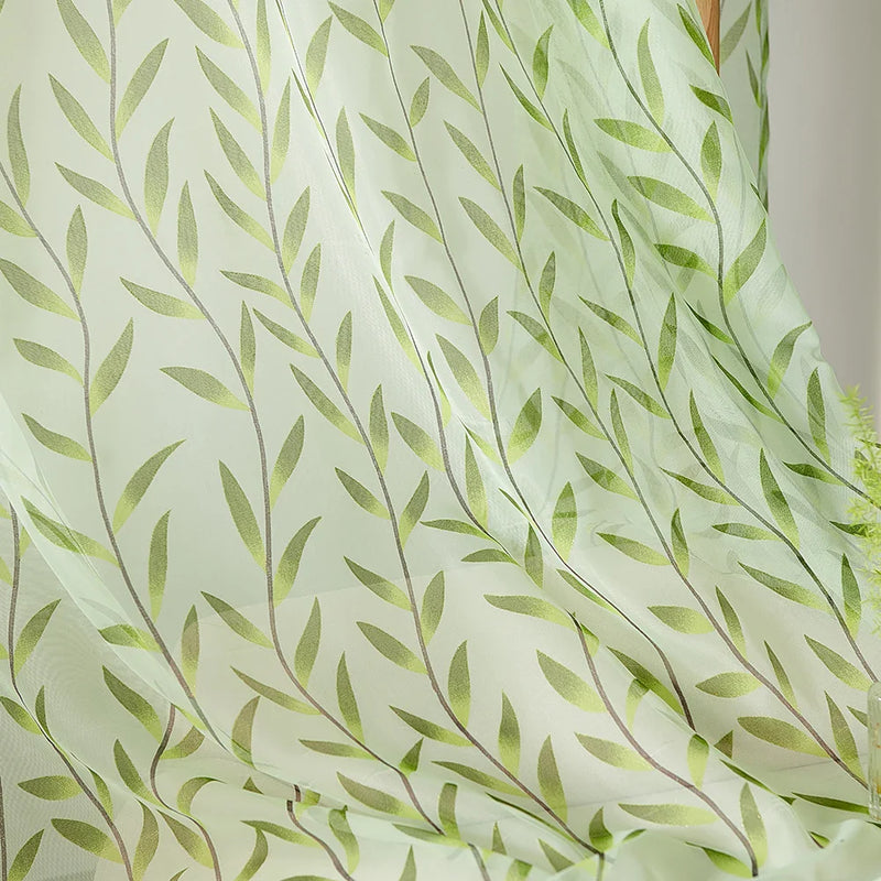 Axyaa Willow Leaf Tulle Curtain for Stylish Home Decor