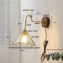 Axyaa Amber Glass LED Wall Lights Pull Chain Switch - Modern Nordic Design