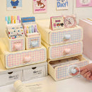 Axyaa Kawaii Cream Stationery Storage Box Organizer - Large Capacity Drawer-style Storage Rack