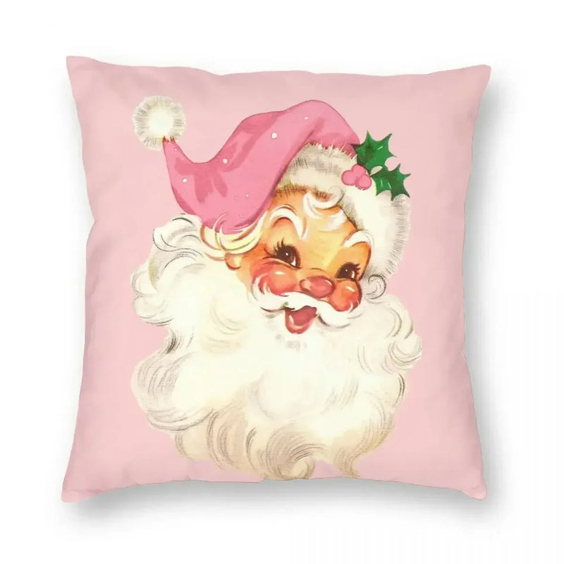 Axyaa Vintage Santa Pink Christmas Cushion Cover