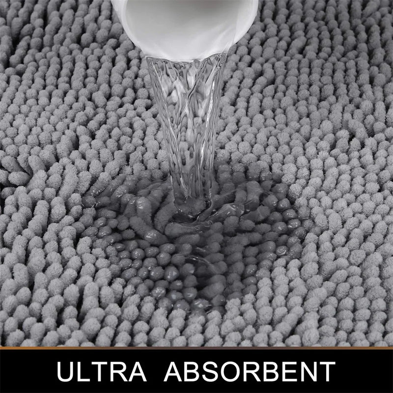 Axyaa Chenille U-Shaped Toilet Rug: Soft, Absorbent, Non-Slip Bath Mats