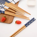 Axyaa Japanese Bamboo Chopsticks Set - 5 Pairs, Food Cat Flower Theme