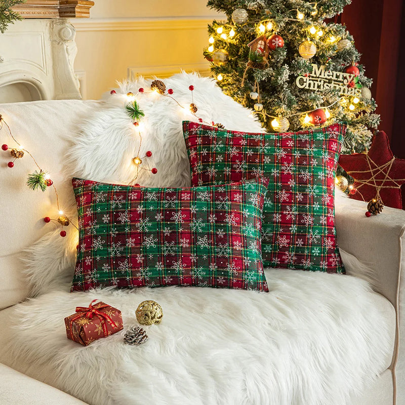 Axyaa Christmas Cushion Cover 45x45 Nordic Plush Pillow for Living Room - Home Decor Gift