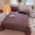 Axyaa Grid Striped Brushed Cotton Flat Sheet for Single Double Bed Top Linens