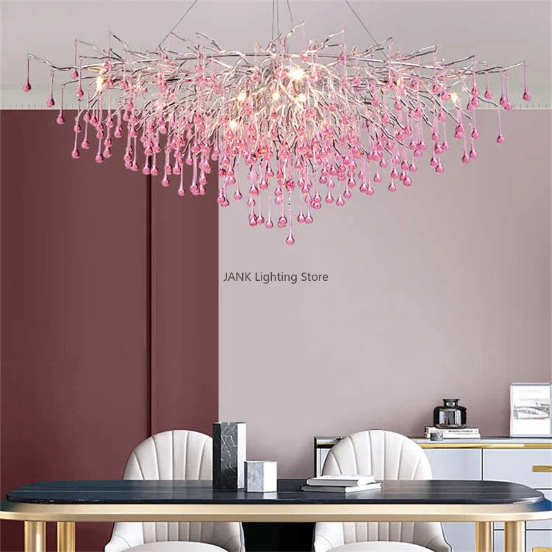 Axyaa Pink Crystal Chandelier for Children's Room Luxury Decor